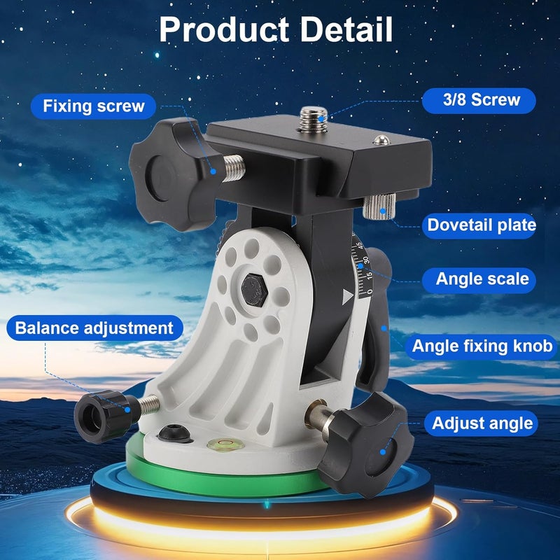 VINGVO Telescope Base,Latitude Adjustment Seat Aluminum Alloy Telescope Base Equatorial for Astronomy Telescope Equatorial Wedge Instrument Latitude Base, Universal Tripod for Telescope with 3/8" Thread - Image 4